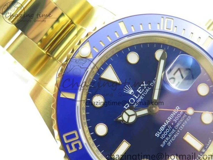 MiroTime 1223 Unisex Submariner 41mm 126618 LB YG EWF Blue Dial on YG Bracelet A 2615